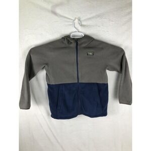 LL Bean Jacket Youth Extra Large XL‎ 18 Gray Blue Fleece Full Zip Hooded Outdoor